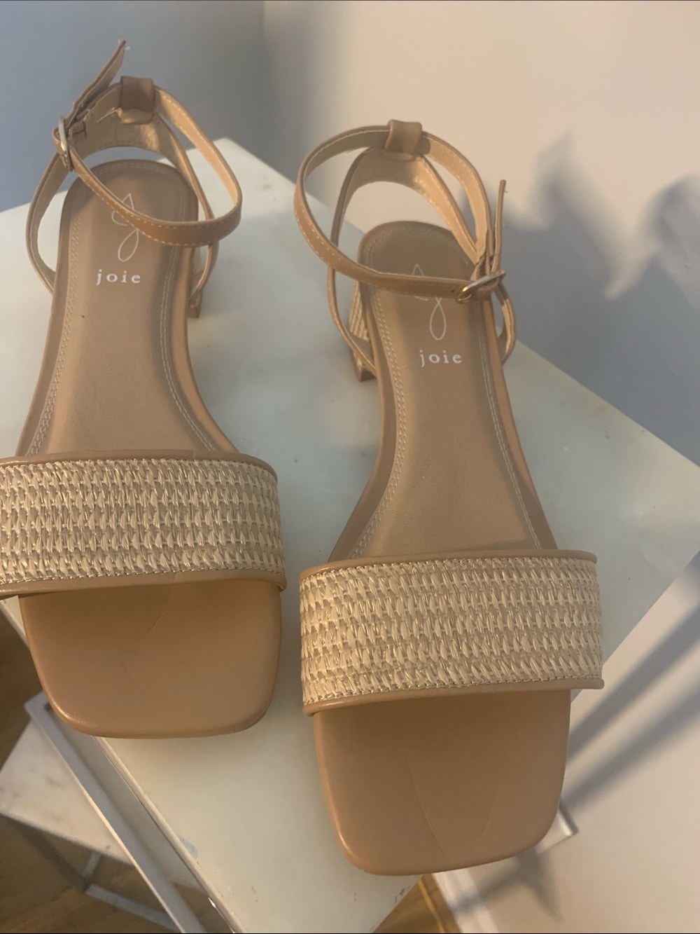 Joie Tan Woven Strap Block Heel Sandals - Picture 3 of 5